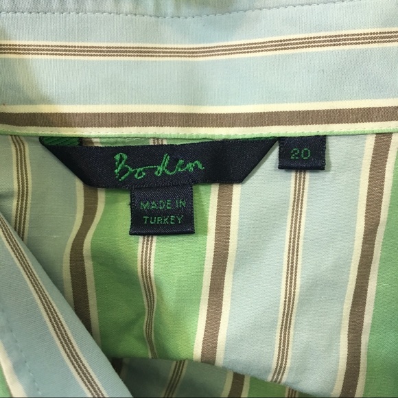 BODEN BLUE GREEN STRIPED BUTTON DOWN COLLAR SHIRT - Picture 7 of 8